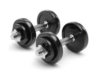 Naklejka premium Two black dumbbells on white background (2)