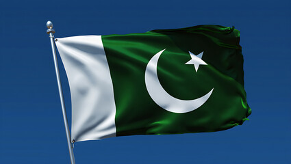 Pakistan national flag hide in beautiful clouds. Pakistan national flag for independence day, 14Th of august happy pakistan independence day. Vector template , Generative Ai