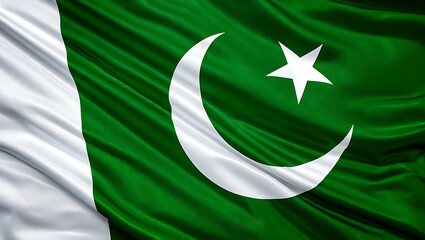 Pakistan national flag hide in beautiful clouds. Pakistan national flag for independence day, 14Th of august happy pakistan independence day. Vector template , Generative Ai