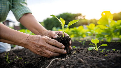  Gentle Hands Planting a Small Green Sapling in the Earth