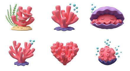 Coral and sea creature illustrations collection