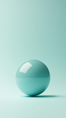 A glossy turquoise sphere gleams against a matching background. Smooth, vibrant surface creates a calming, modern aesthetic.