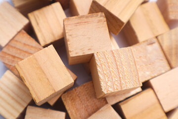 Wooden blocks arranged in a certain way on an isolated white background
