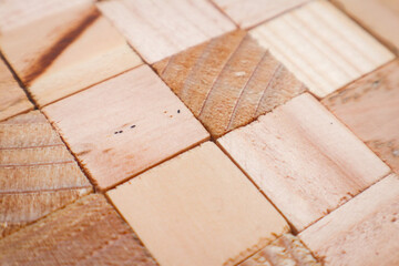 Fototapeta premium Wooden blocks arranged in a certain way on an isolated white background