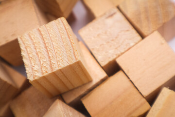 Wooden blocks arranged in a certain way on an isolated white background
