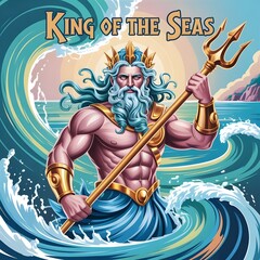 illustration of poseidon in the sea