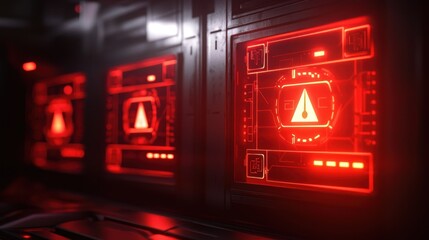 Red Alert: Futuristic Warning System Interface