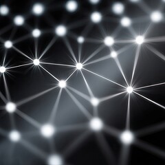Abstract Blue Neon Polygonal Network Mesh