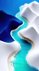 Abstract Blue River Flowing Through White Mountains