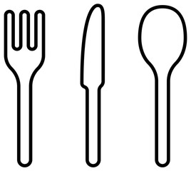 ナイフとフォークとスプーンのカトラリーセット線画