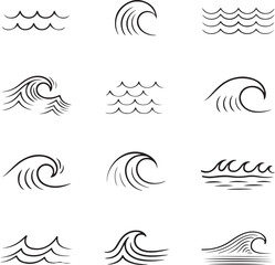 Fototapeta premium Collection of Stylized Wave Illustrations
