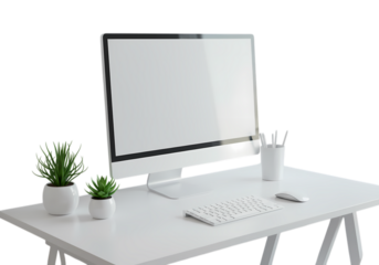 Clean Minimalist Workspace on Transparent background