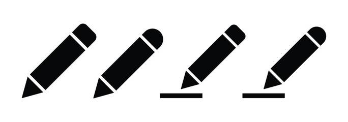 Pencil Edit Icon set. Edit Document Icon. Line, Solid, and Circled Styles for UI and UX Interface. Editable Pencil Icons for Apps, Websites, and Blog Tools. Edit Text Icon Vector illustrator.