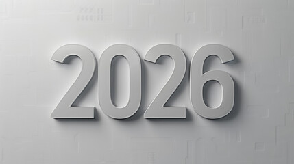 Bold 3d white numbers representing the year 2026
