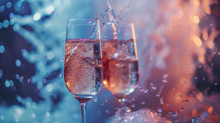 Sparkling champagne glasses toasting in celebration