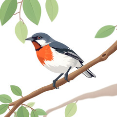 A bird is perched on a branch