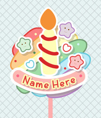 cute colorful hand drawn cake topper for decoration cake