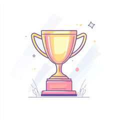 Gold trophy cup with medal symbolizing winner and achievement