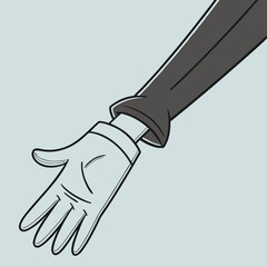 Cartoon hand extended in a classic pose open palm gesture