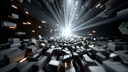 Obraz premium Abstract gray blocks with light rays