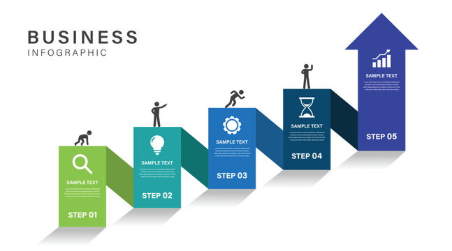 Infographics arrow template timeline business growth 5 steps to success template for business presentation