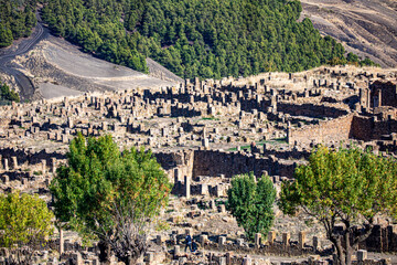 A striking low-angle shot showcases a series of remarkably preserved ancient Roman columns standing...