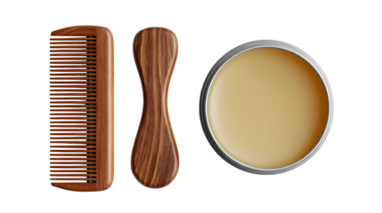 Beard grooming kit, isolated on transparent background