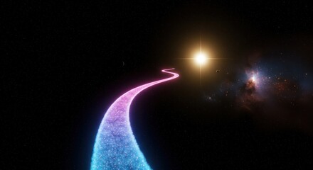 Cosmic Path: Glowing Trail to a Distant Star in Deep Space