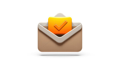 Email Icon with Checkmark Symbolizing Successful Message Delivery on a Clean Minimalistic Background