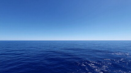 Obraz premium Vast ocean horizon under clear blue sky. Neural network AI generated