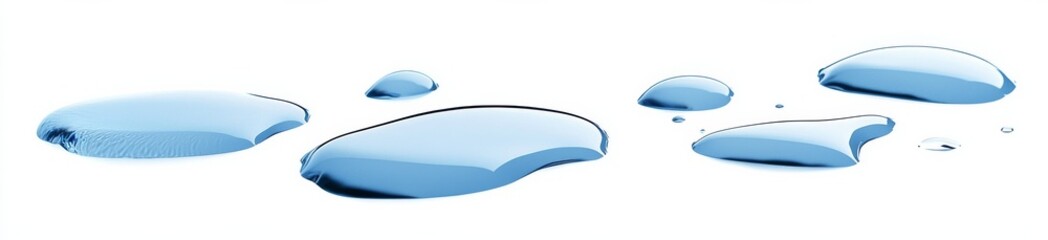 Isolated on White Top View of Water Droplets Spilled on Floor