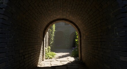 Obraz premium Dusty black Brick Archway Leading to a Hidden Courtyard