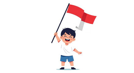 kid with flag of indonesia
