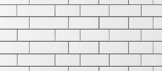 Panoramic White Ceramic Subway Tile Wall with Brick Pattern Texture for Background Use