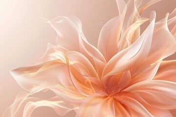 Ethereal peach flower on gradient background. Neural network AI generated