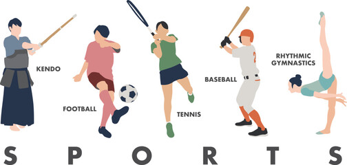 set of people play sports vector