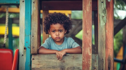 A Childs Serious Gaze at the Playground.