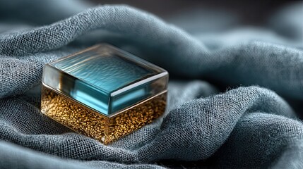 Teal and Gold Cube Sensor on Textured Fabric