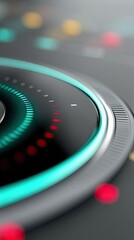 Teal and Gray Glowing Circular Interface