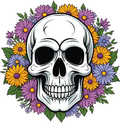 Aesthetic Skull with floral Accent
