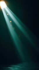 Teal Spotlight Rays on Dark Water Surface
