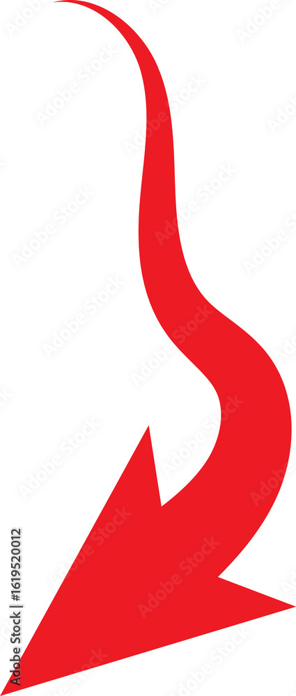 Poster abstract red swirling arrow: dynamic downward motion graphic design element