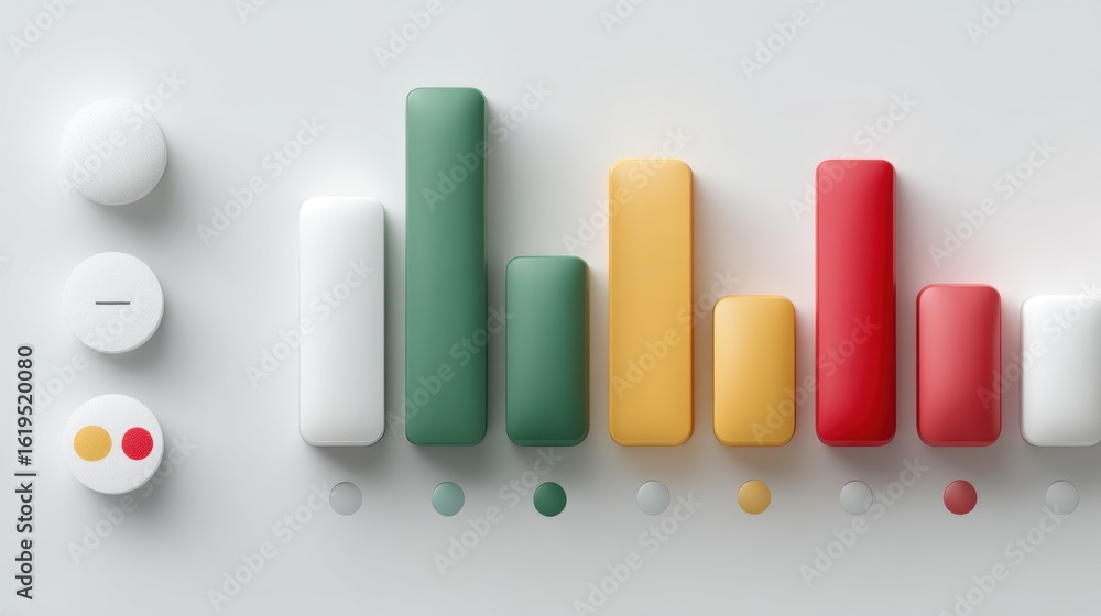 Poster modern progress indicators: a colorful and sleek graphic design of bars and circles representing dat