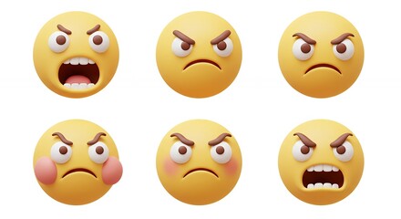 Fototapeta premium Angry emojis set digital illustration