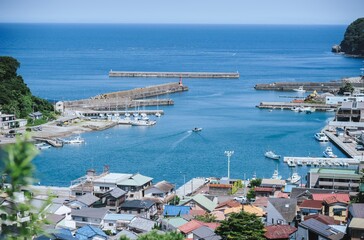 高台から見下ろす真鶴港、海が見える街、神奈川県真鶴町