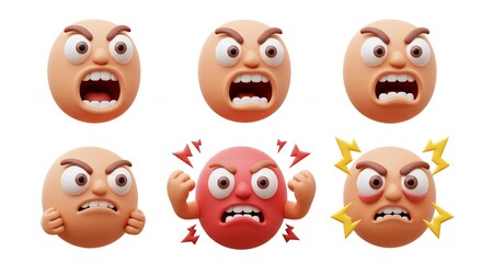 Obraz premium Cartoon egg emoticons expressing anger and frustration
