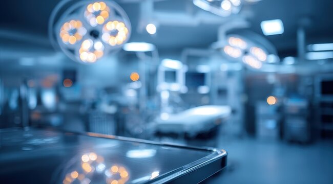 Blurred hospital operating room interior