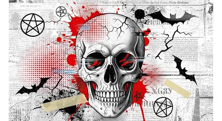 "Experimental Mixed Media Halloween – A Fusion of Fright and Creative Chaos"