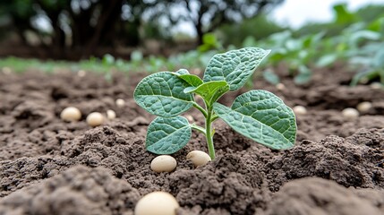 A young sprout emerges from the fertile soil.