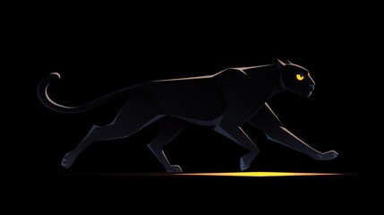 The silhouette of a black panther with vibrant yellow eyes in complete darkness, creating a sense of stealth and elegance.